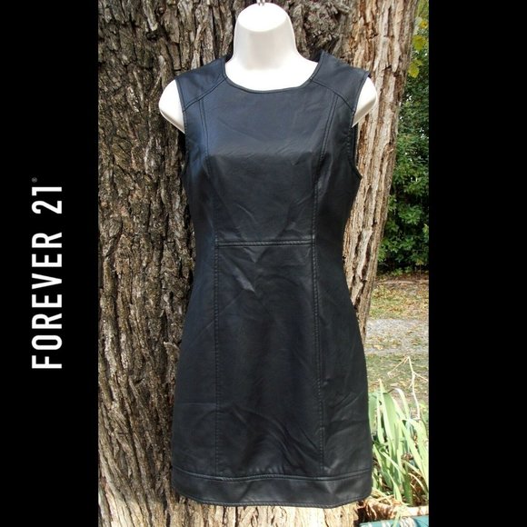 leather look shift dress